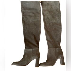Zara Taupe Grey Suede Heeled Boots